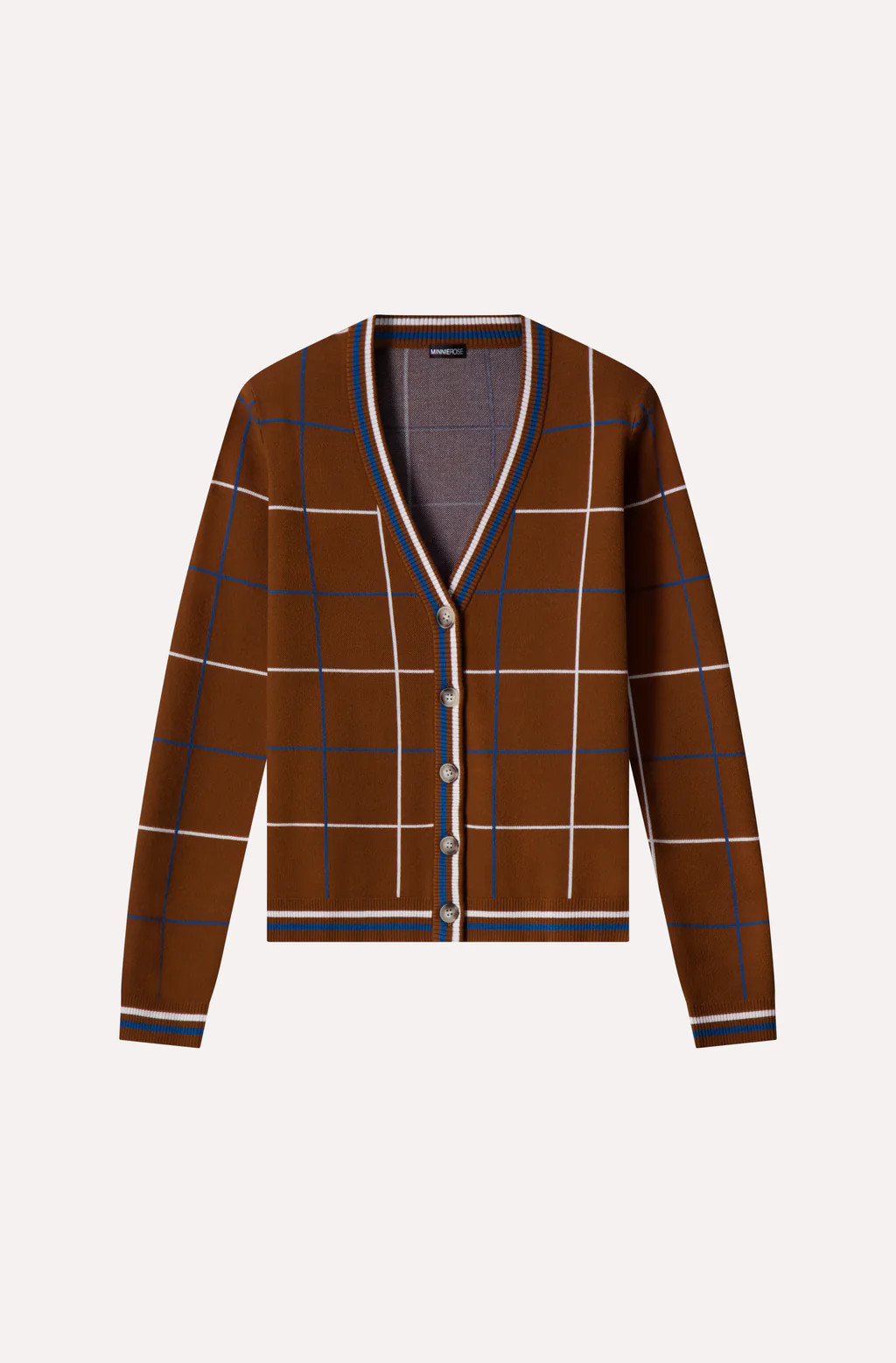 Viscose Blend Plaid Cardigan with Tipping | Minnie Rose