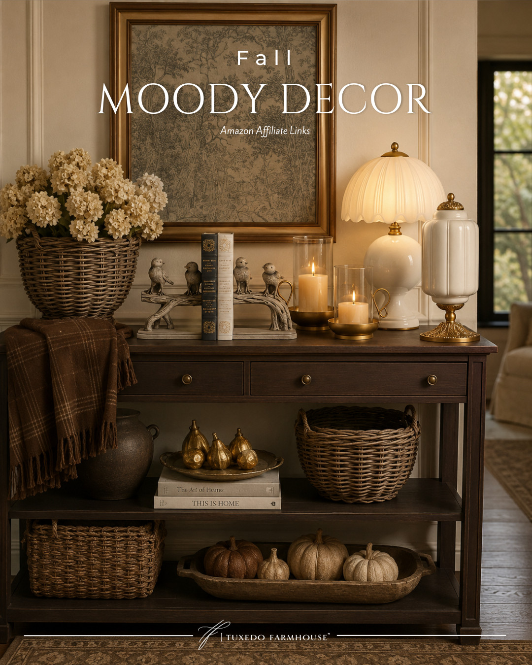 Moody fall decor is here, and I'm loving every warm, cozy detail. 🍂 Rich wood tones, woven textures, soft candlelight, and timeless neutrals create the perfect layered look for the season. These are the pieces I keep reaching for to make home feel inviting all autumn long. Every item is linked for easy shopping!

#LTKHome #LTKStyleTip #LTKSeasonal #FallDecor #NeutralHome #CozyHome #AmazonHome #AutumnDecor 

 #LTKSeasonal #LTKHome #LTKSaleAlert