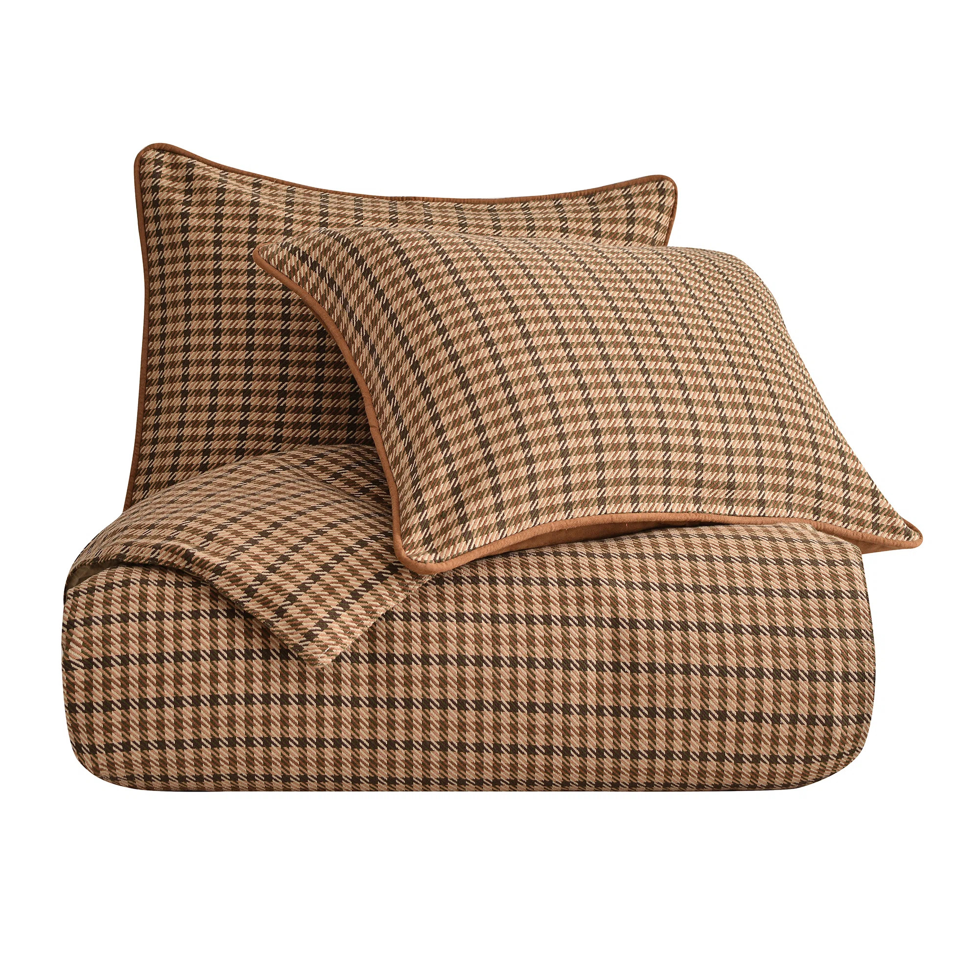Clifton Brown Tweed Houndstooth Rustic Cabin Lodge Updated Classic Duvet Cover Set | Wayfair North America