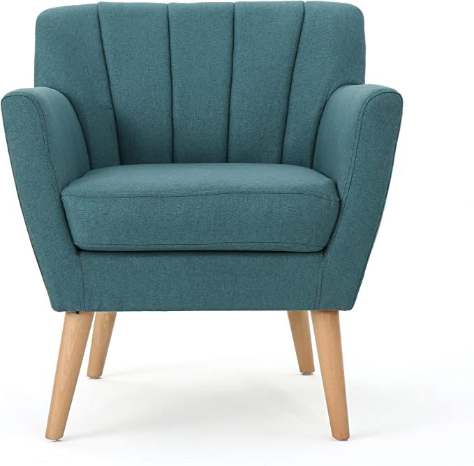Christopher Knight Home Merel Mid Century Modern Fabric Club Chair, Dark Teal/Natural | Amazon (US)