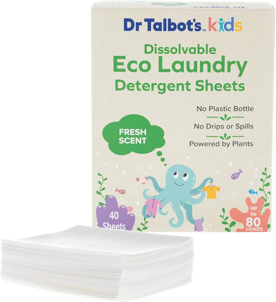 Dr. Talbot's Kids Eco Laundry Detergent Sheets – Fresh Scent, Gentle on Skin, Plant-Based, Biod... | Amazon (US)