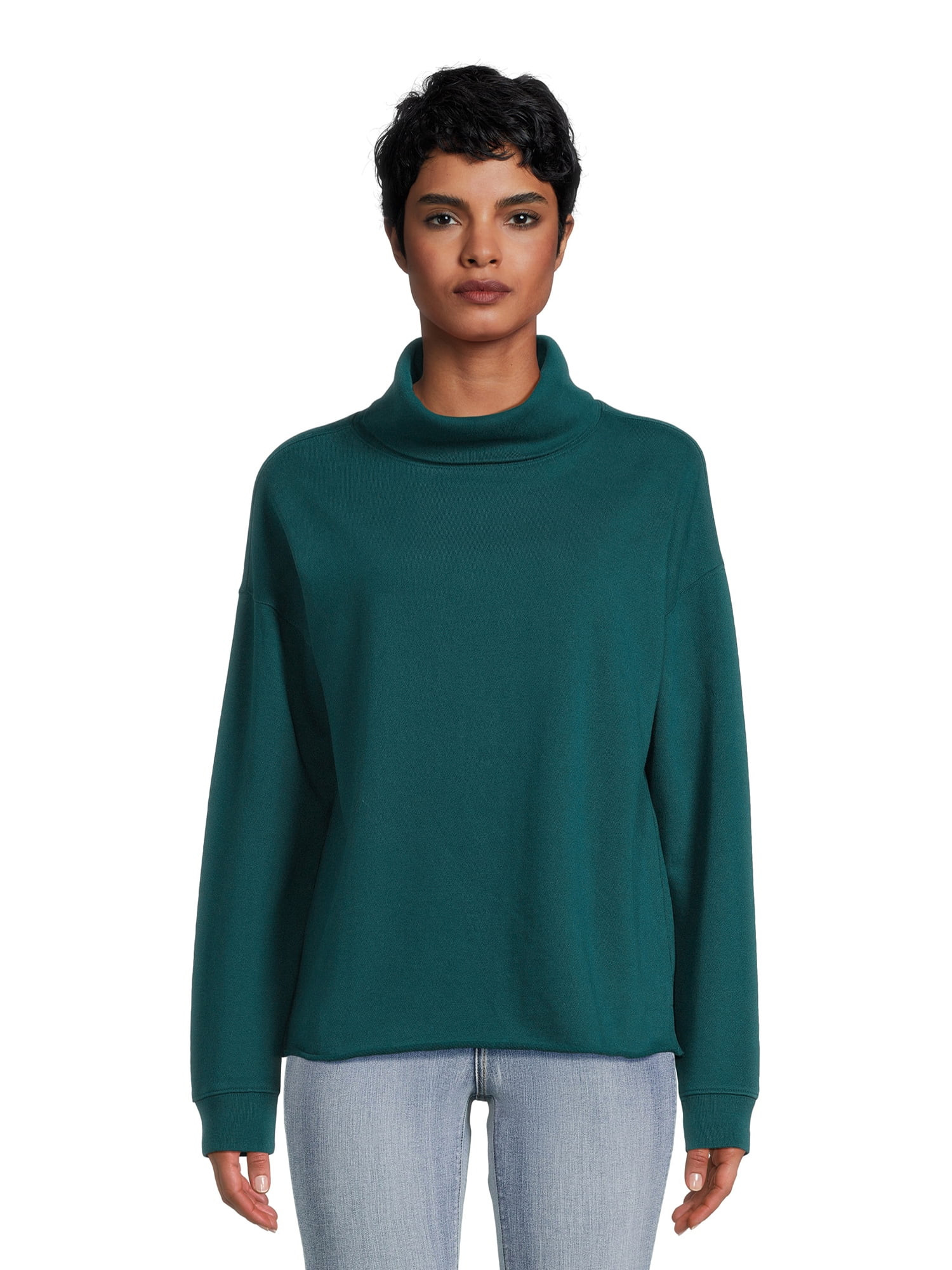 Time and Tru Women's Turtleneck Sweatshirt, Sizes XS-3XL | Walmart (US)