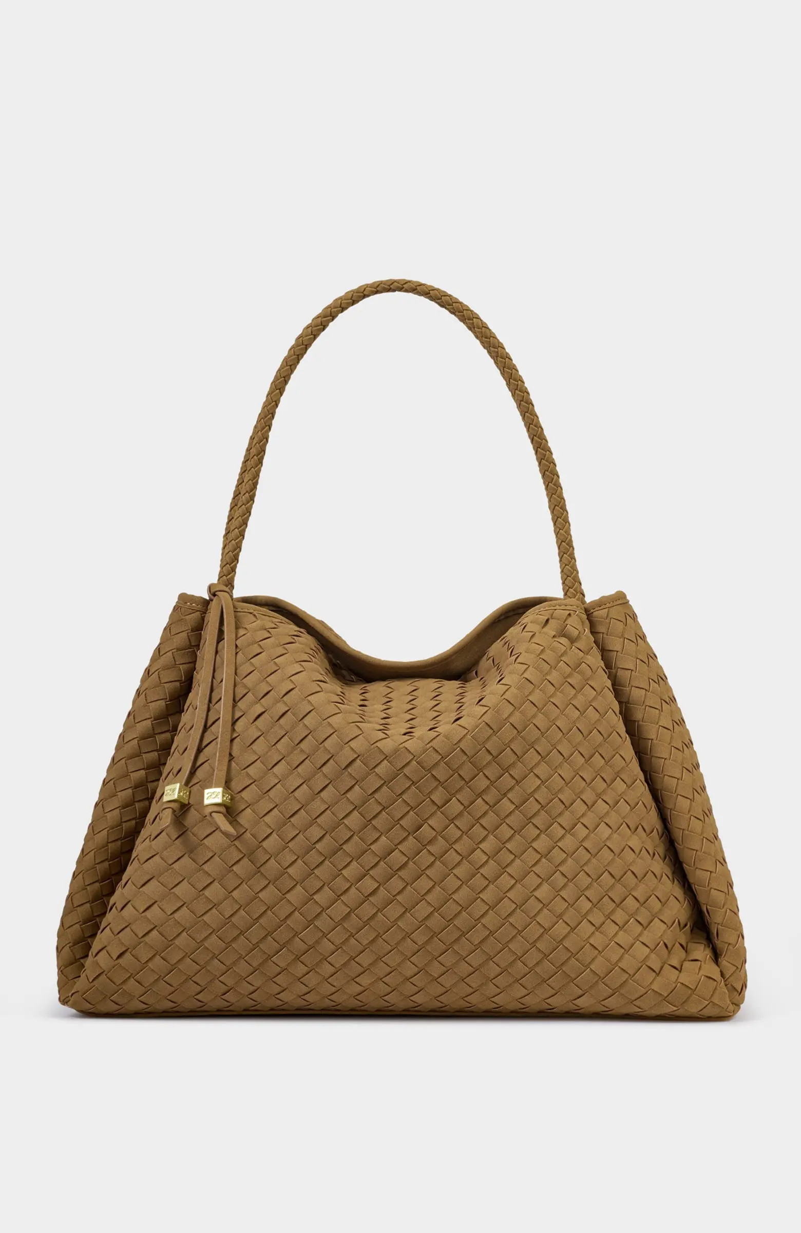 Katie Loxton Nova Hand Woven Large Shoulder Bag in Light Caramel Suedette at Nordstrom | Nordstrom