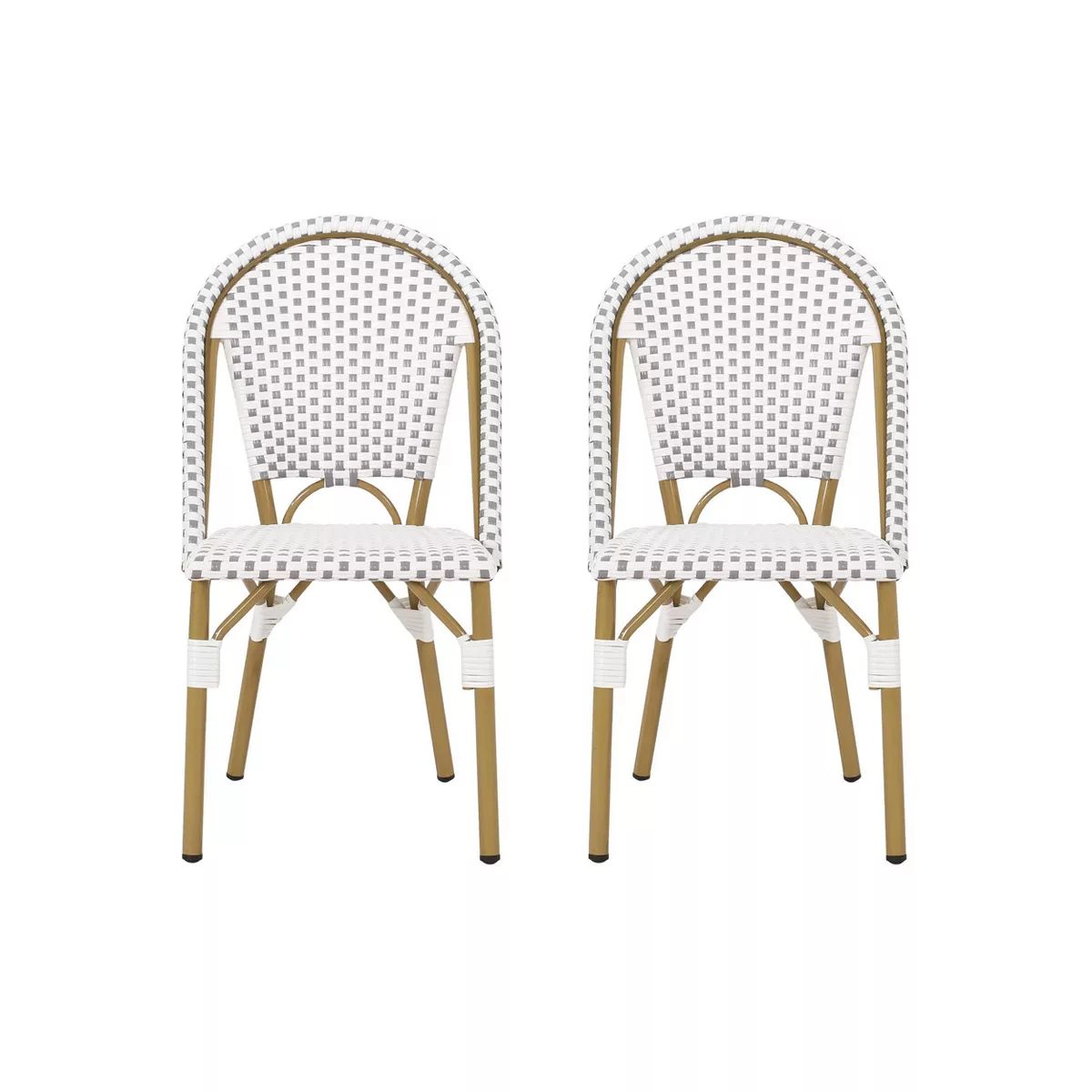 Elize 2pk Outdoor French Bistro Chairs - Gray/White/Bamboo - Christopher Knight Home | Target