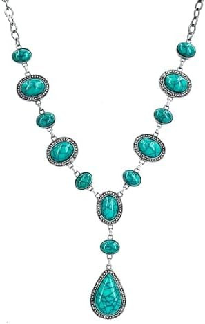 Turquoise Y-shaped Necklace for Women, Western Bohemian Style Jewelry Gift, Western Turquoise Pen... | Amazon (US)