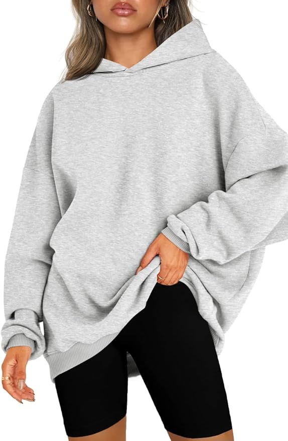 Amazon.com: EFAN Womens Oversized Hoodies Fleece Sweatshirts Pullover Solid Basic Hooded Neck Swe... | Amazon (US)