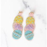 Pastel Easter Egg Earrings/Large Statement Earring Stacked Seed Bead Jewelry Gifts For Her Dangle Round Post | Etsy (US)