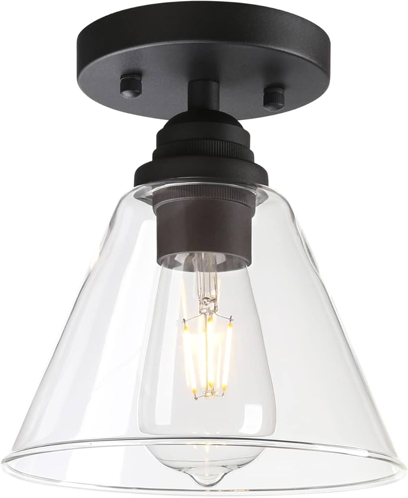 Yosoan Rustic Semi Flush Mount Ceiling Light, 1-Light Vintage Industrial Indoor Vanity Hardwired ... | Amazon (US)