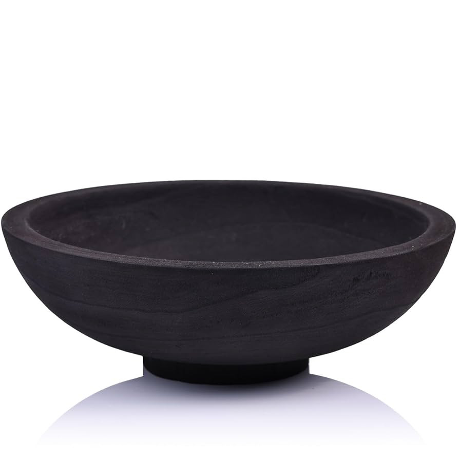 XMGZQ Black Decorative Bowl,Round Wooden Fruit Bowl-Decorative Pedestal Bowls for Table Décor, D... | Amazon (US)
