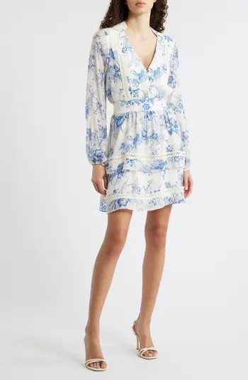 Floral Long Sleeve Tiered Minidress | Nordstrom