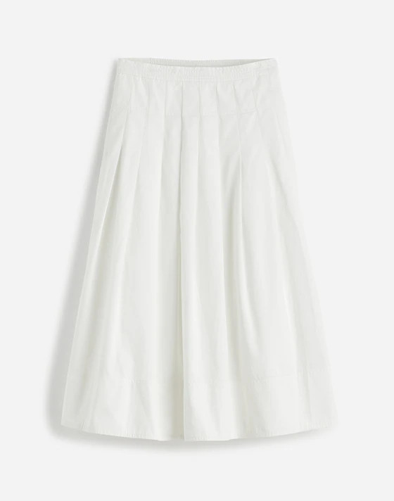 Pleated Midi Skirt in Cotton Poplin | Madewell | Madewell