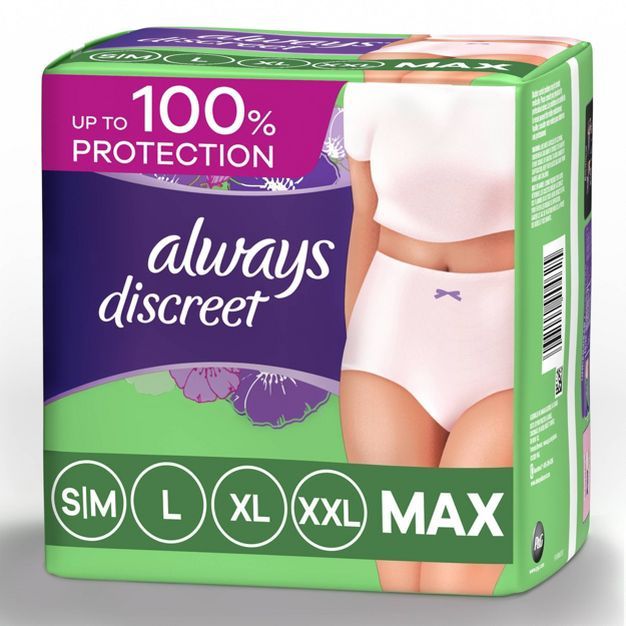Always Discreet Incontinence & Postpartum Incontinence Underwear for Women - Maximum Protection -... | Target