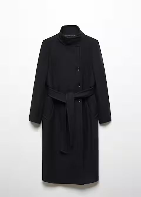 Woollen coat with belt | Mango Canada