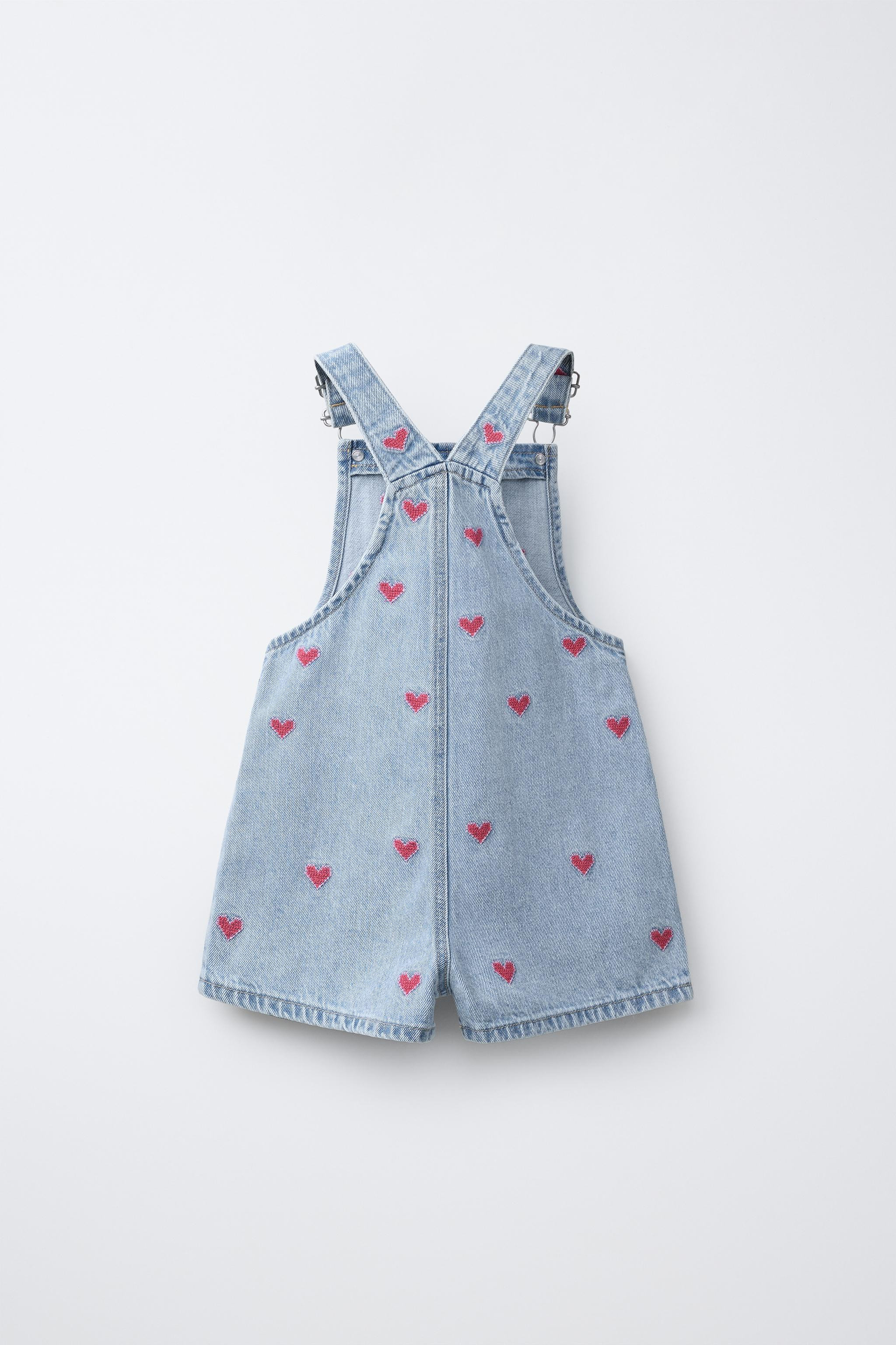 HEART EMBROIDERED DENIM OVERALLS | Zara US