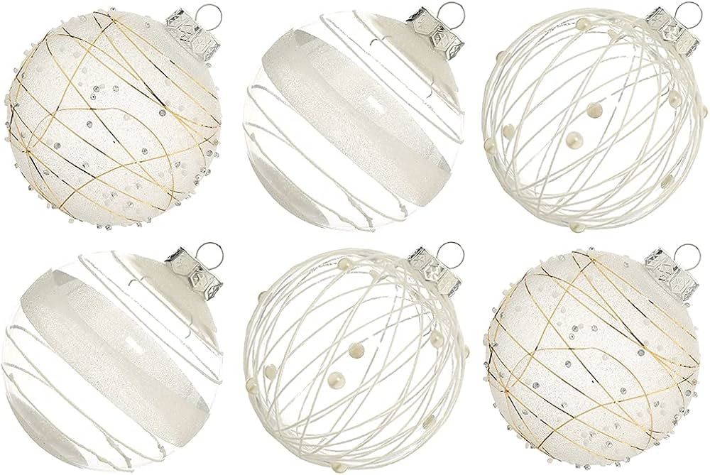 XmasExp Christmas Ball Ornaments Set-70mm/2.76" White Large Shatterproof Clear Glitter Pastic Chr... | Amazon (US)