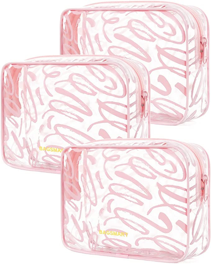 BAGSMART Clear Toiletry Bag, 3 Pack TSA Approved Travel Toiletry bag Carry on Travel Accessories ... | Amazon (US)