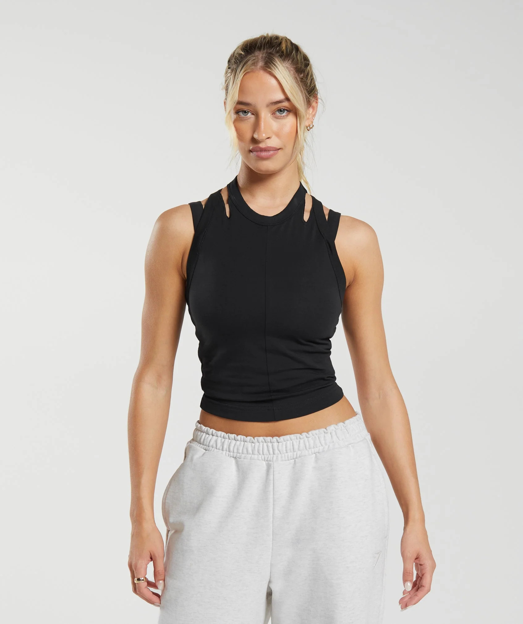 Gymshark Cotton Strappy Midi Tank - Black | Gymshark (Global)