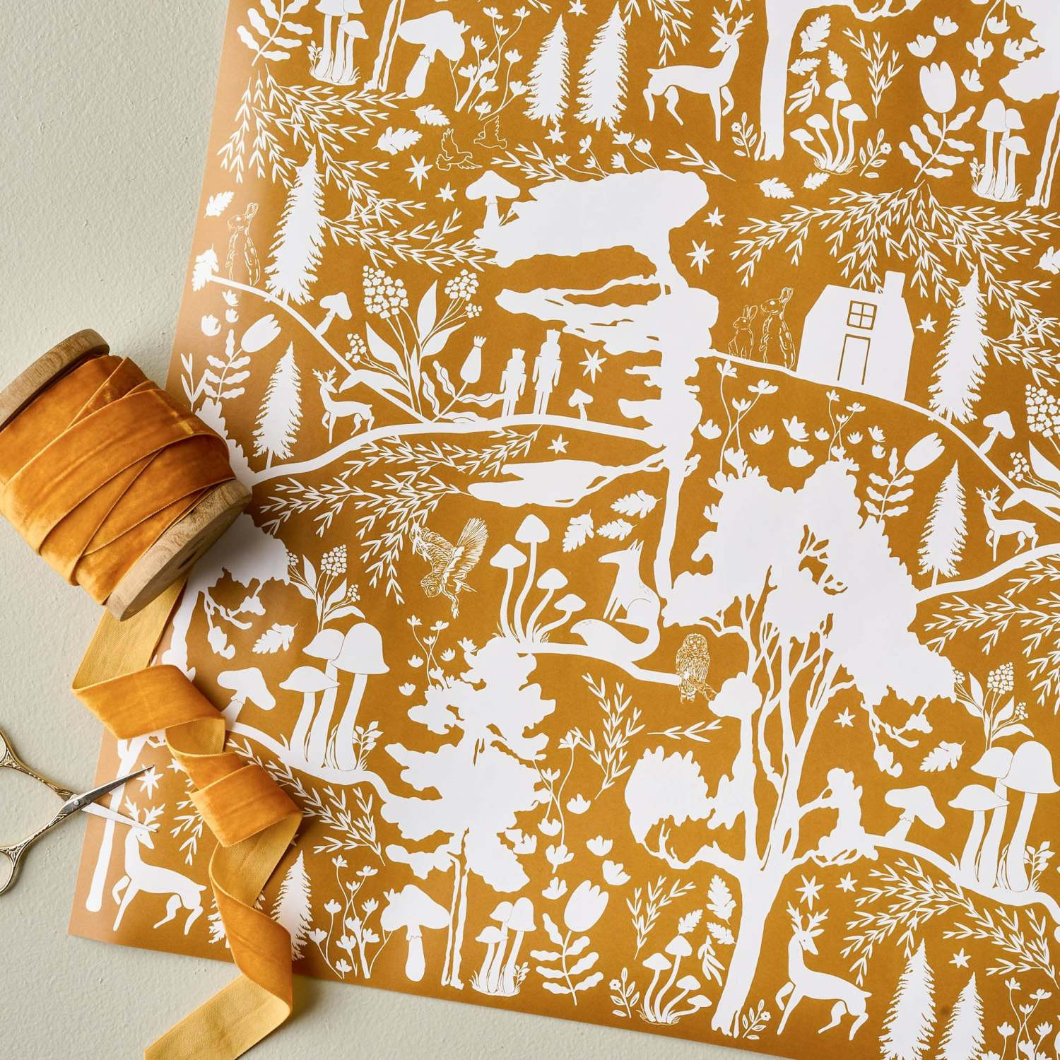 Magnolia Gold Woodland Wrapping Paper Sheets | Magnolia