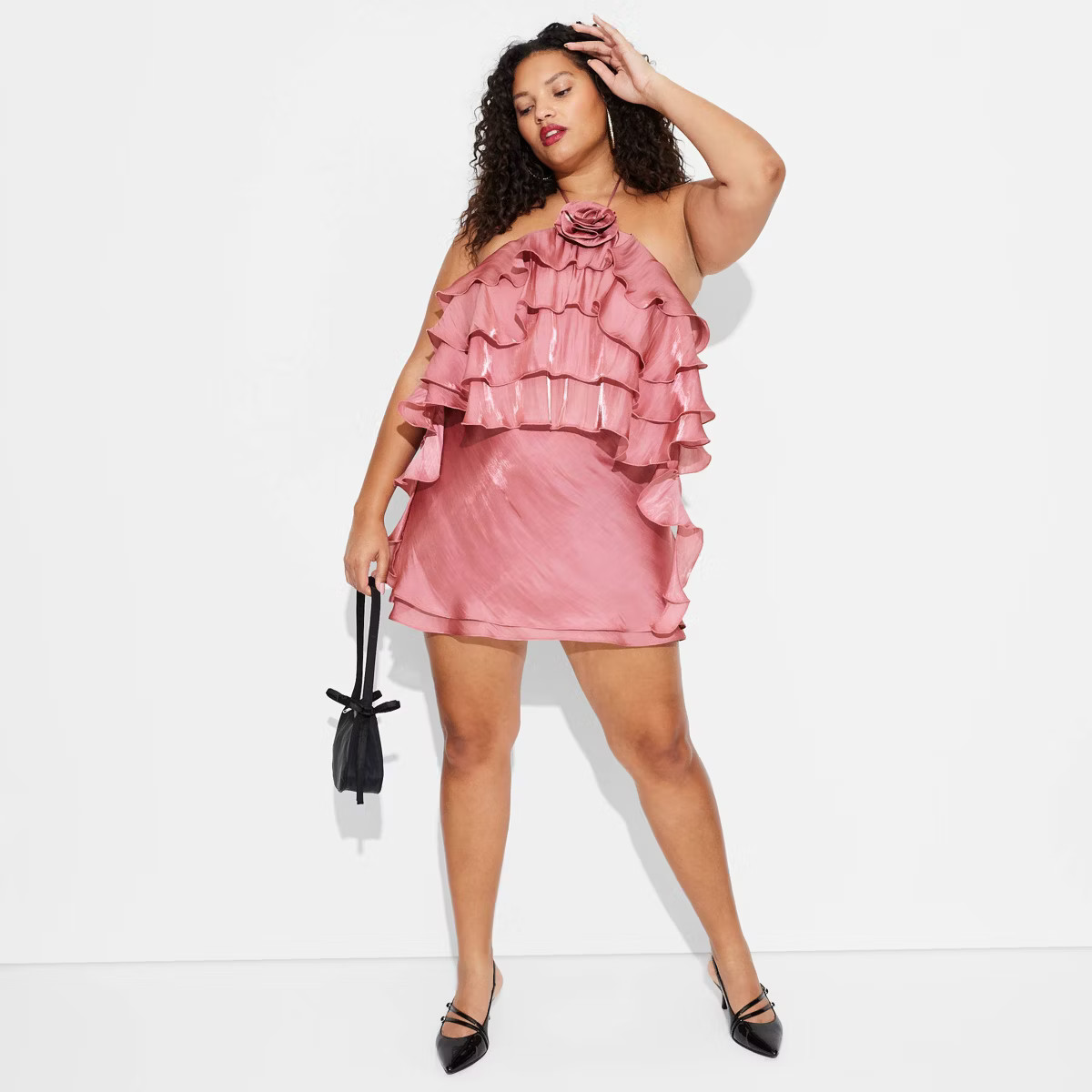 Women's Satin Ruffle Rosette Halter Top - Wild Fable™ | Target