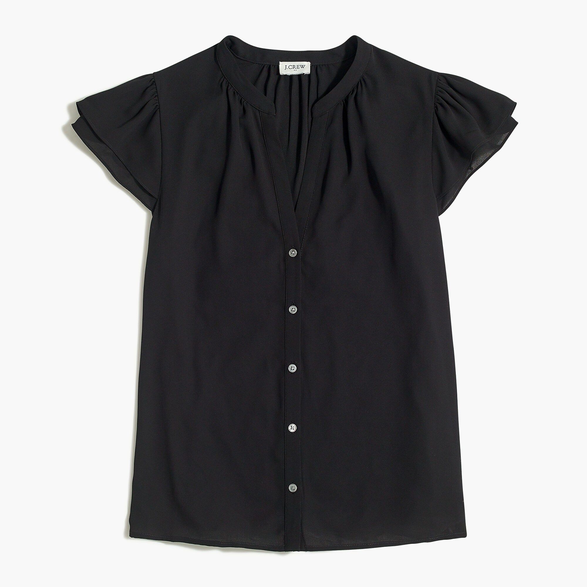 Ruffle-sleeve camp shirt | J.Crew Factory