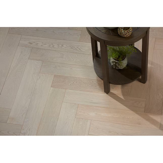 Flooors by LTL (Sample) Herringbone Sherwood Brown Oak Engineered Wirebrushed Hardwood Flooring | Lowe's