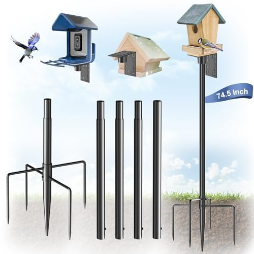 Onlyfly Bird Feeder Pole Stand – 74.5 Inch Height Feeding Station with 1-Inch Dia Heavy Duty for Hanging Feeders, Bird House Pole Mount Kit for Outdoor, Slip-Fit Connection | Amazon (US)