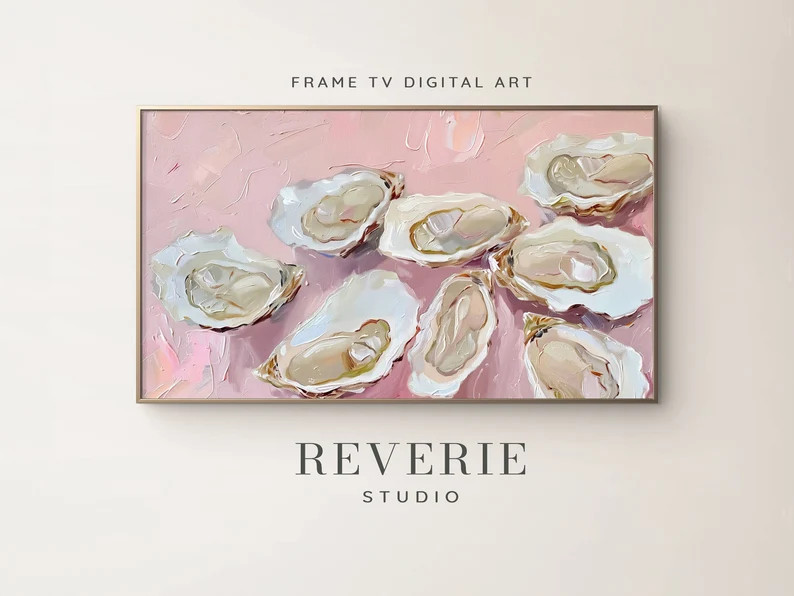 Oyster Shell Abstract Painting: Coastal Frame TV Art (digital Download) - Etsy | Etsy (US)