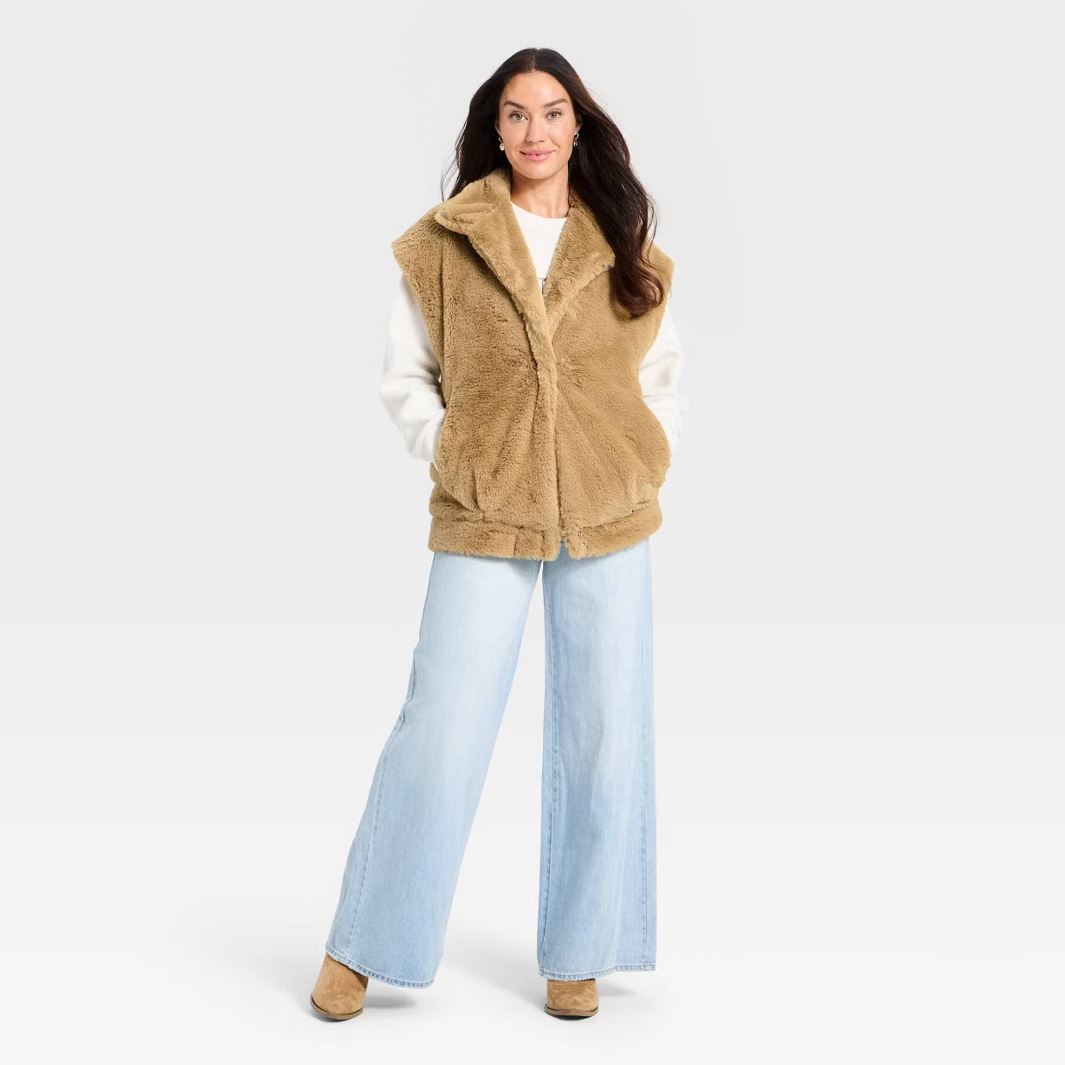 Women's Faux Fur Vest - Universal Thread™ Tan | Target