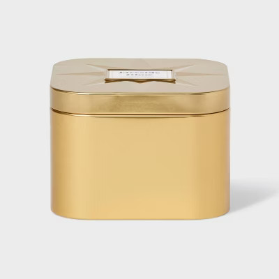 3 Wick Lidded Metal Tin Candle Fireside Glow 12oz Gold - Threshold™ | Target