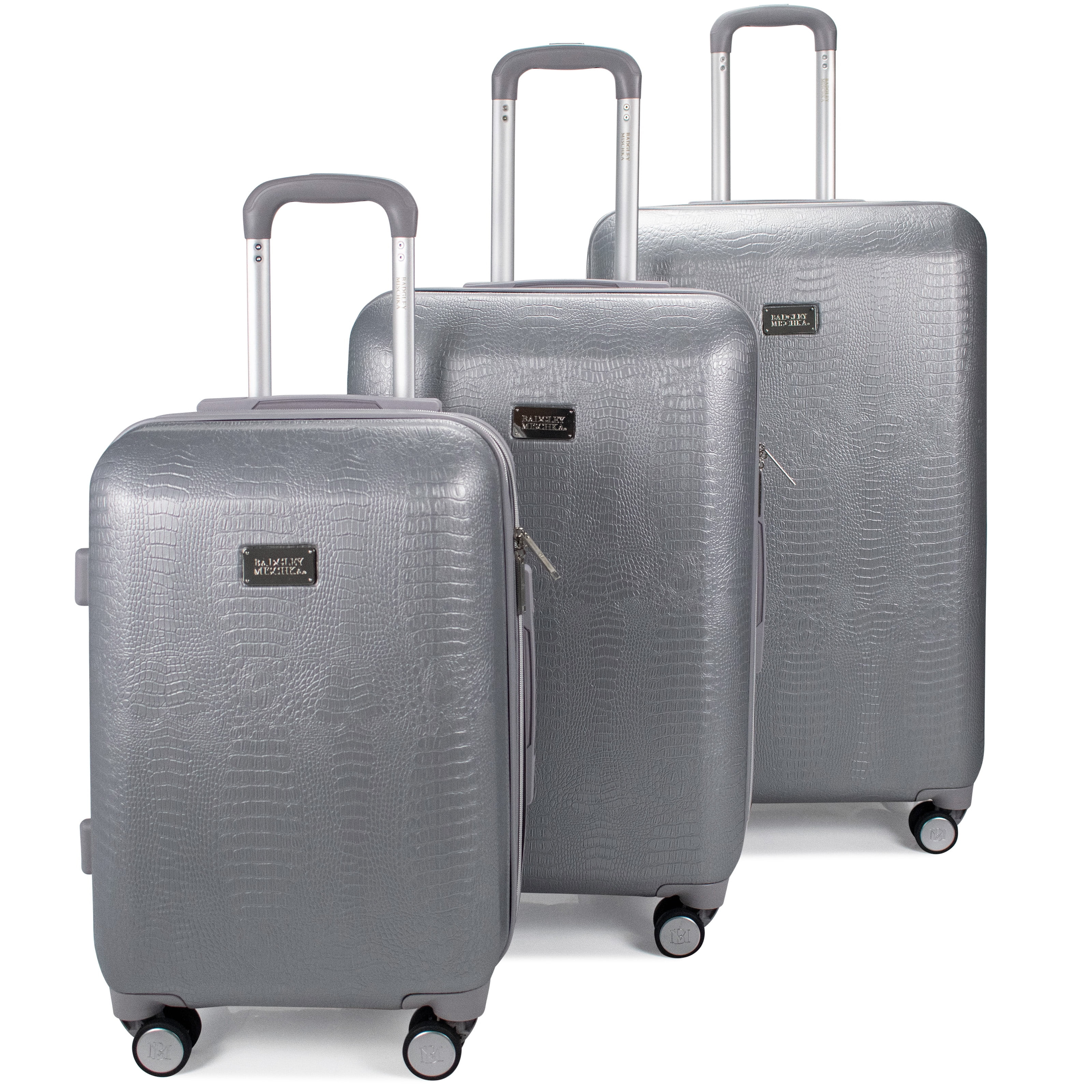 BADGLEY MISCHKA BMLUGSETSNSIL Snakeskin 3 Piece Expandable Luggage Set (Silver) - Walmart.com | Walmart (US)