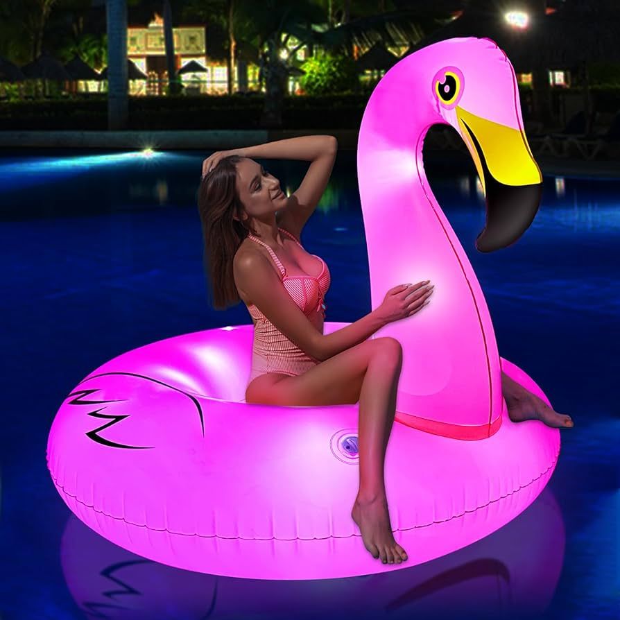 TURNMEON Light Up Inflatable Flamingo Pool Floats for Adults, 2 Mode Lighted Battery Operated Fla... | Amazon (US)