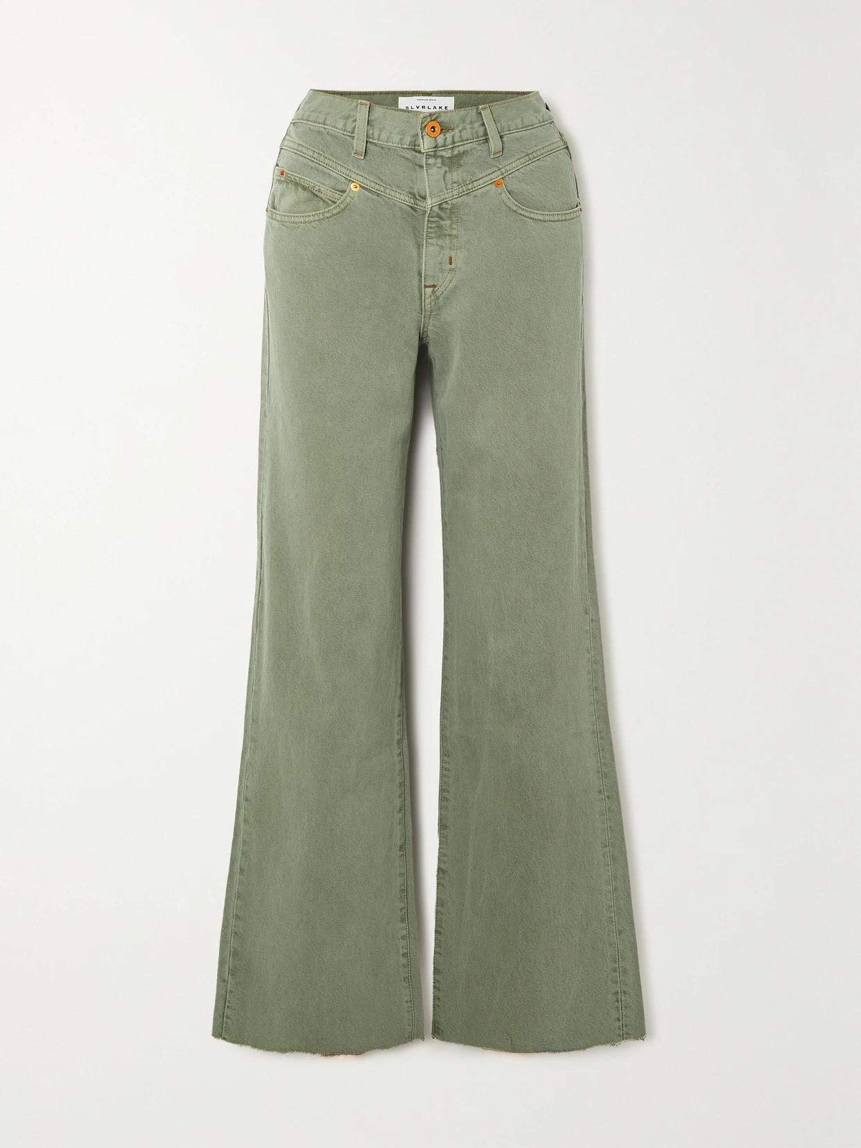 SLVRLAKE - Grace High-rise Wide-leg Jeans - Green | NET-A-PORTER (US)