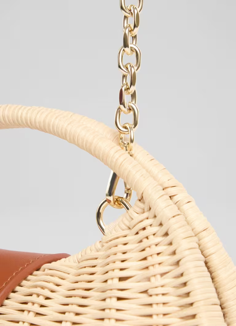 Lulu Natural & Tan Straw Rattan Box Grab Bag | L.K. Bennett (UK)