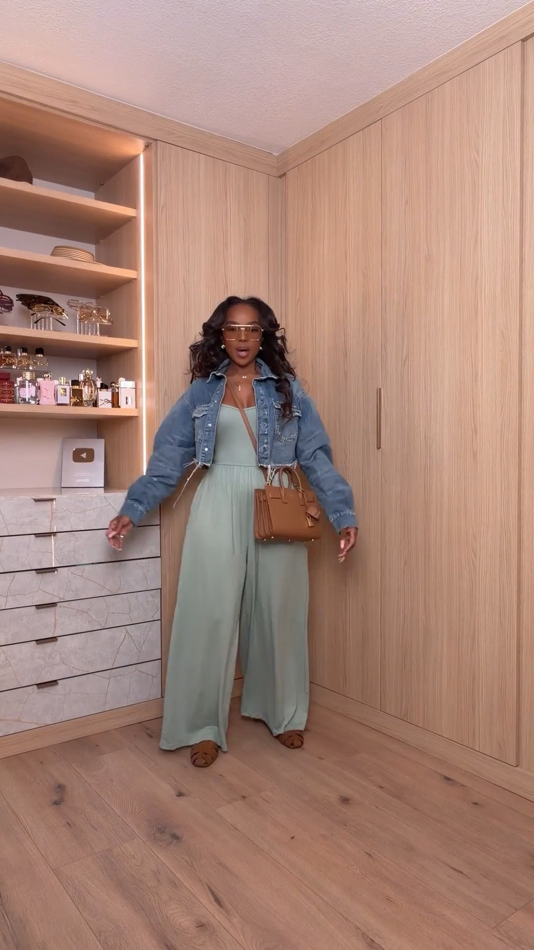DENIM + SAGE 💚

This color combo is SO good. A flowy wide-leg jumpsuit with a cropped denim jacket is the perfect mix of comfortable and put-together for brunch, travel or an easy weekend look.

Wearing: Size Small | 5’4” | 140 lbs | 34D-27-40

sage green jumpsuit, wide leg jumpsuit, denim jacket outfit, casual fall outfit, brunch outfit women, travel outfit women, petite jumpsuit, elevated casual outfit, weekend outfit ideas, transitional fall style

📲 Download the FREE LTK app & follow me (@kirasfashionfinds) to shop everything linked.