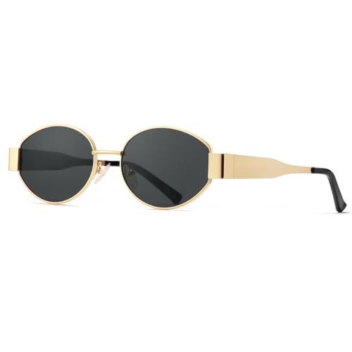Retro Oval Sunglasses for Womens Men UV400 Trendy Sunglasses Protective Fashion Classic Tone Metal Sun Glasses | Amazon (US)
