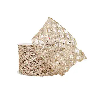 2.5" x 18ft. Champagne Wide Mesh Wired Ribbon by Celebrate It® Christmas | Michaels Stores
