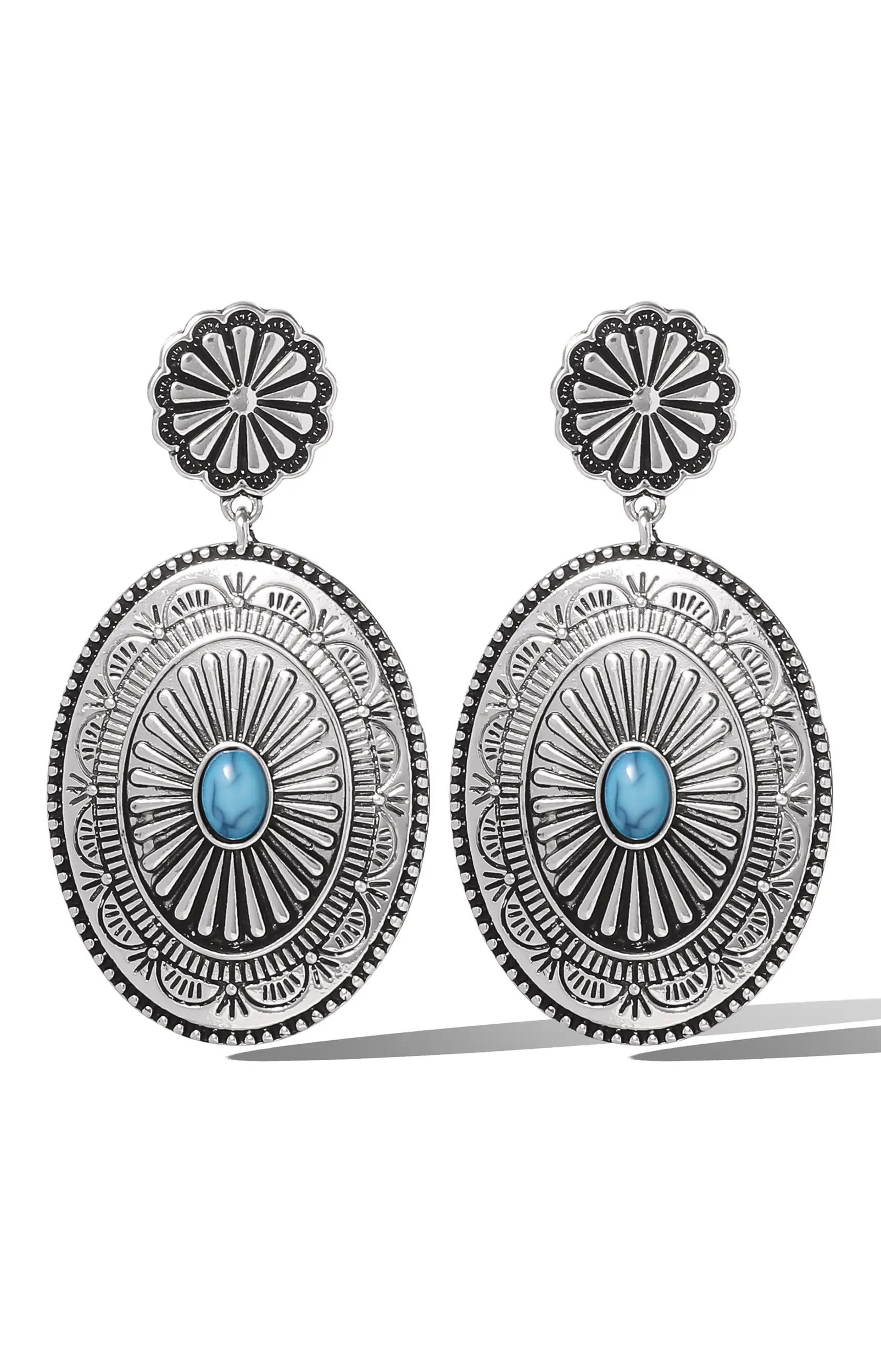 Western Round Concho Drop Earrings | Nordstrom