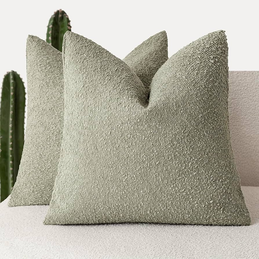 Foindtower Pack of 2, Decorative Textured Boucle Throw Pillow Covers Accent Solid Pillow Cases Co... | Amazon (US)