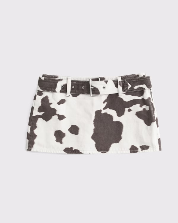 Low Rise Belted Denim Mini Skort | Abercrombie & Fitch (US)