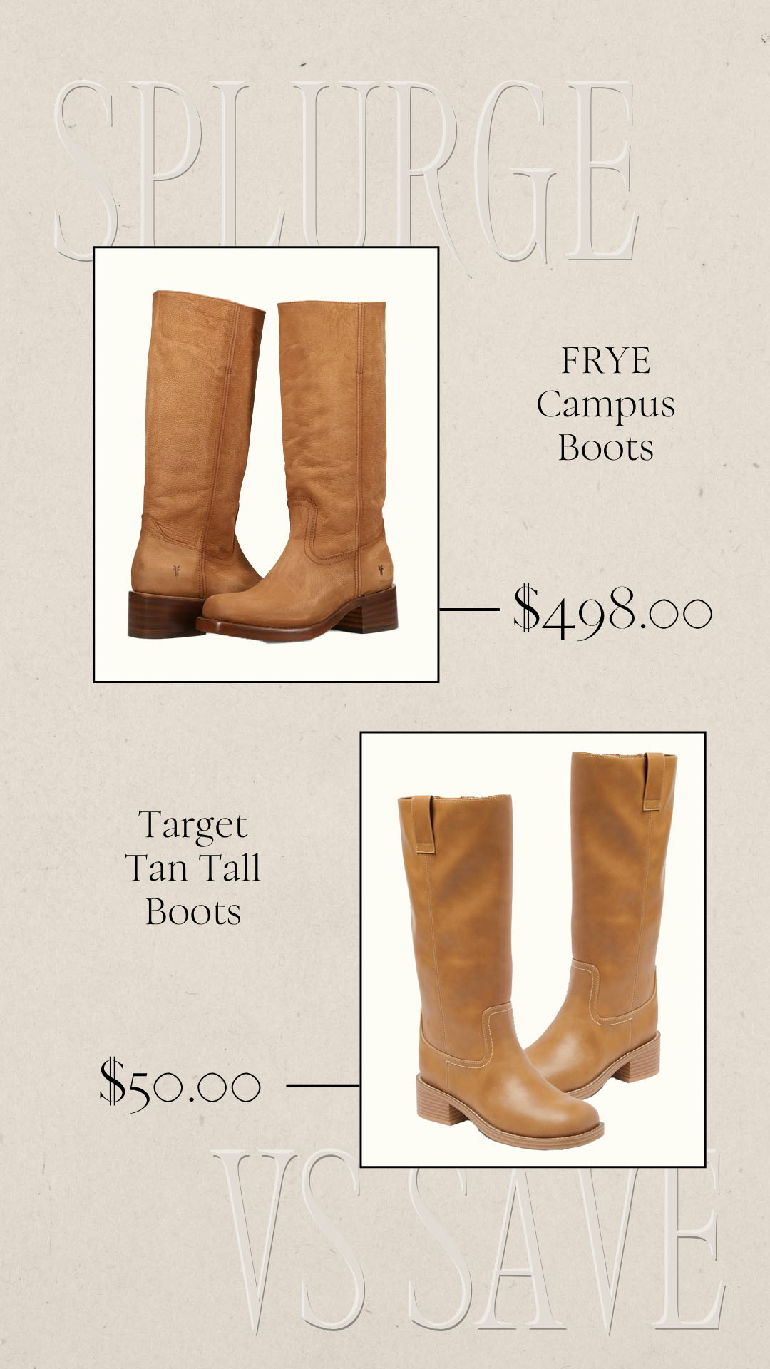 Splurge vs Save | Save vs Splurge | Frye Boots Look for Less | Riding Boots 

 #LTKSeasonal #LTKSaleAlert
