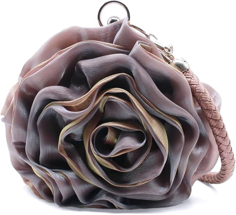 Rose Shaped Evening Bag Soft Satin Clutch Purse Floral Wristlet Handbag for Women Wedding Party P... | Amazon (US)