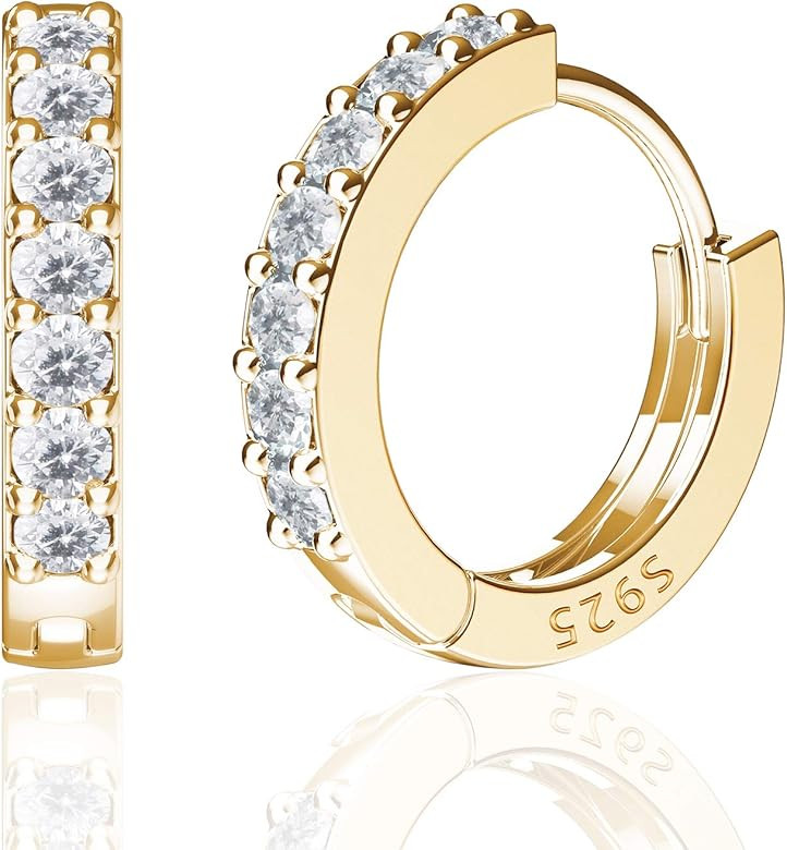 SWEETV 925 Sterling Silver Hoop Earrings for Women Girls - Tiny Small Large Huggie Hoop Earring 3... | Amazon (US)