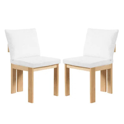Luxurious Beige Boucle Dining Chair Set of 2, Sturdy Rubber Wood Frame, Plush Seating, 250lbs Weight Capacity for Modern Dining（Only Chair） | Wayfair North America