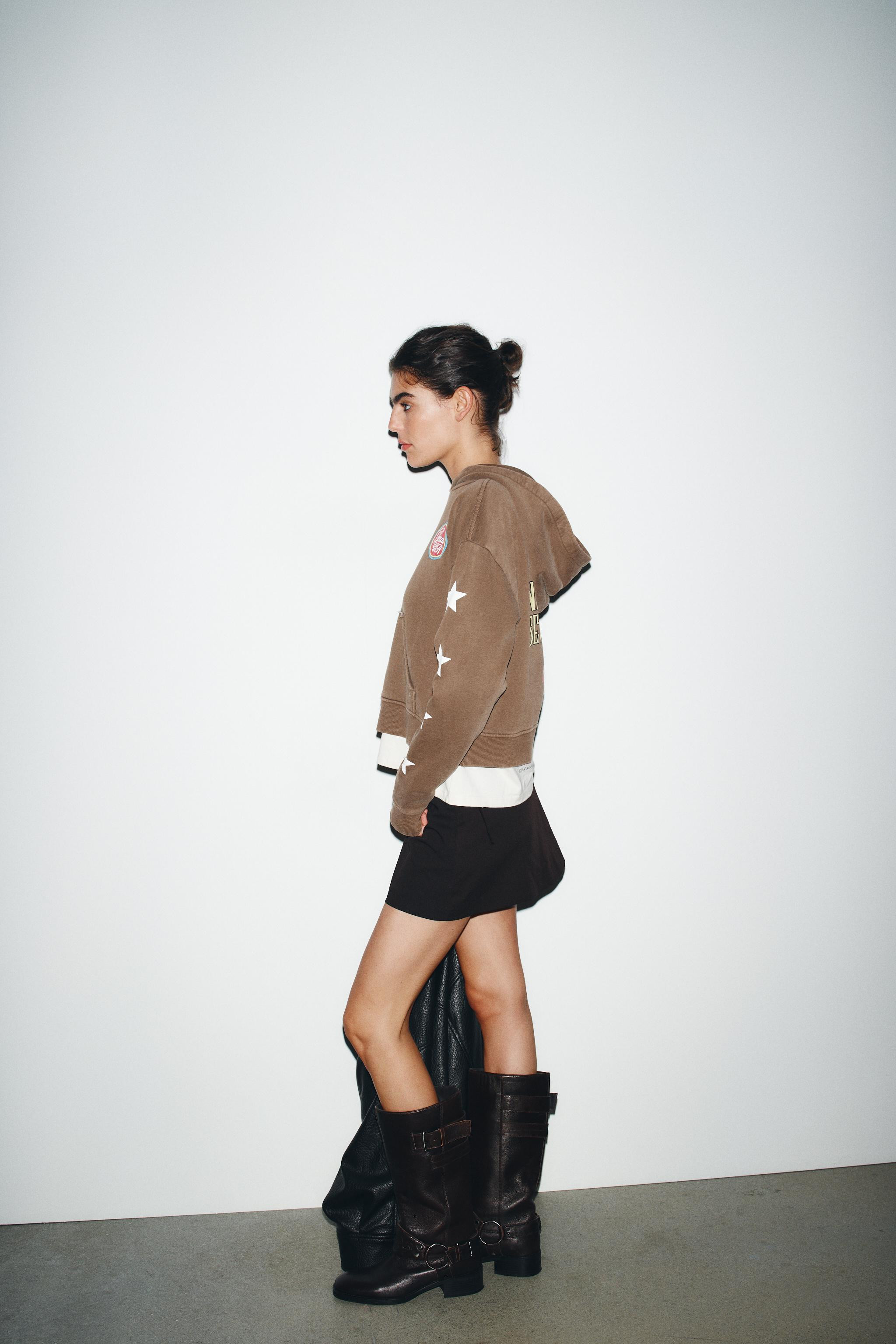 HOODED SWEATSHIRT WITH TEXT PRINT | Zara US