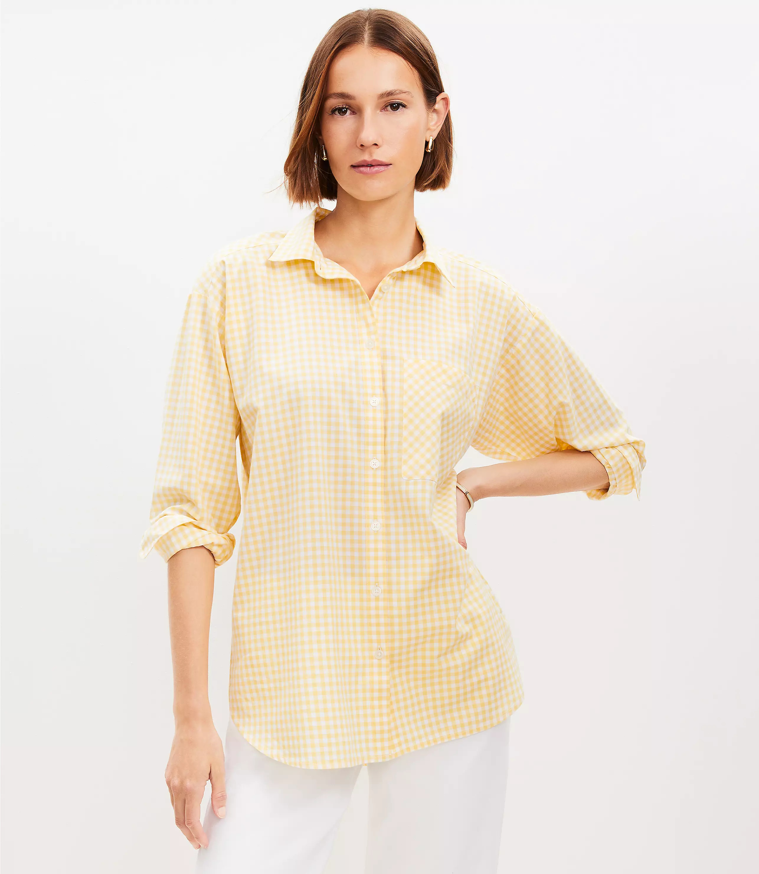 Gingham Oversized Everyday Shirt | LOFT