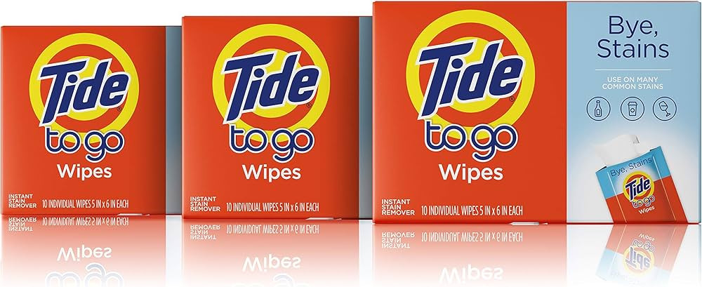Tide To Go Stain Remover Wipes for Clothes, Instant Laundry Travel Stain & Spot Remover, 3 Pack, ... | Amazon (US)