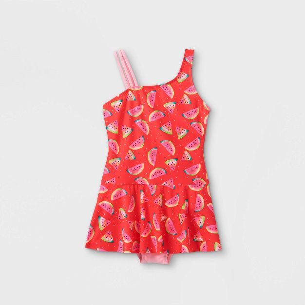 Girls' Watermelon Print Skirted One Piece Swimsuit - Cat & Jack™ Pink | Target