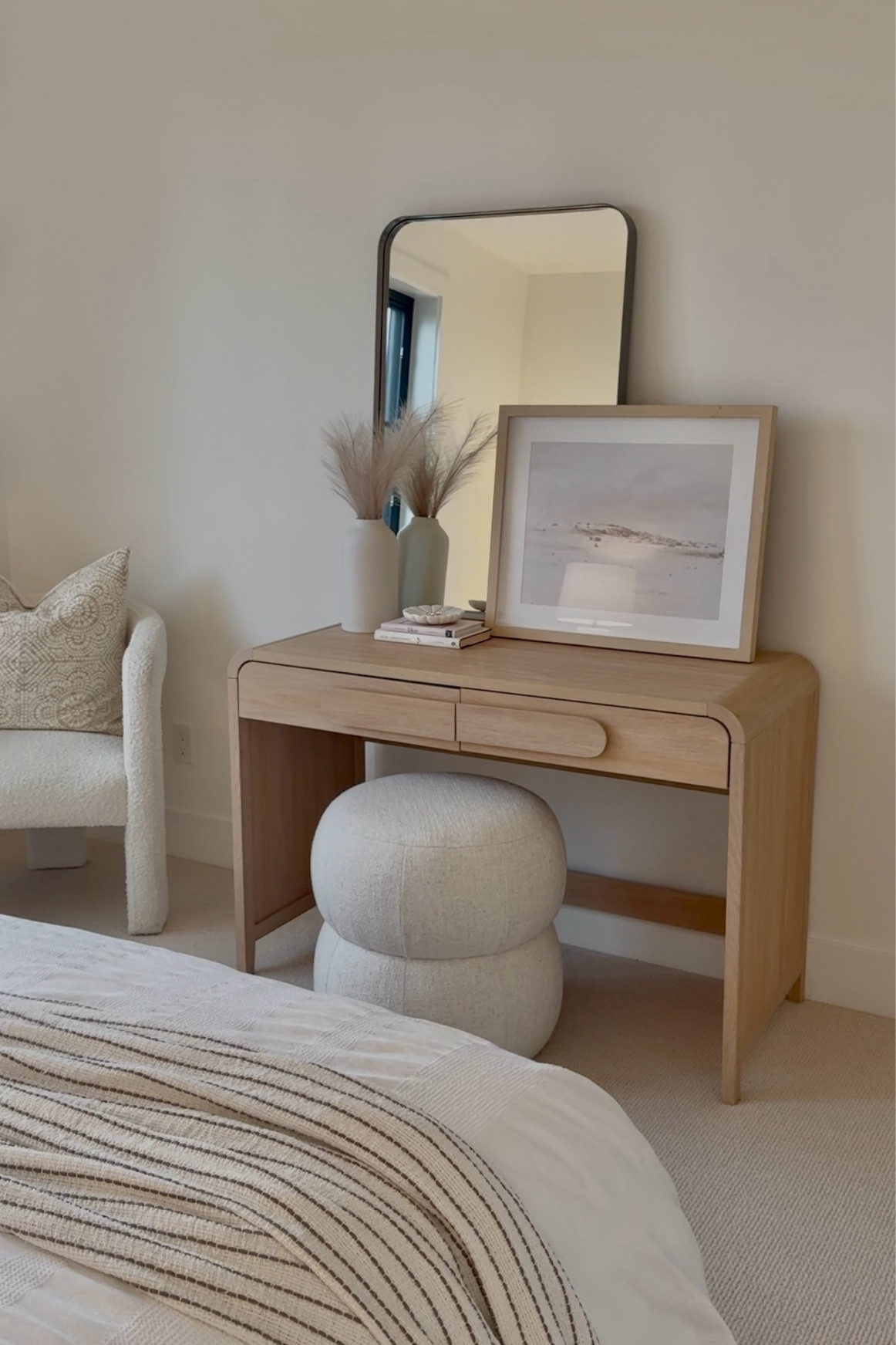 Splurge or save? 

I scored a major save with this stunning curved modern desk from @homedepot for less than $230! I am absolutely loving how it compliments this bedroom space 🤍

#LTKHome #LTKSaleAlert