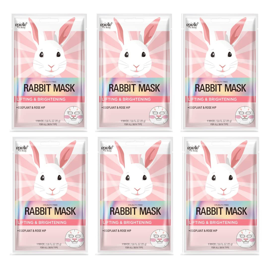 Epielle Character Sheet Masks Rabbit 6 Pack, Animal Spa Mask For All Skin Types, Birthday Party G... | Amazon (US)