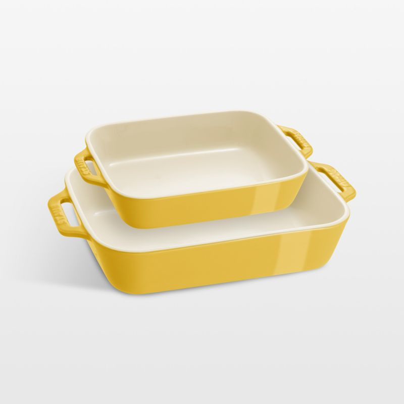 Staub Citron Rectangular Bakers, Set of 2 + Reviews | Crate & Barrel | Crate & Barrel